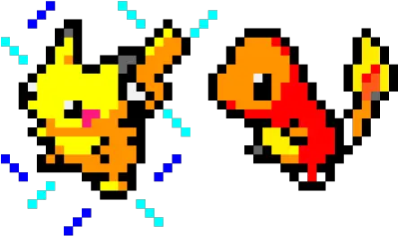 Pikachu And Charmander By Abcalvao Pikachu Pixel Art Png Charmander Png