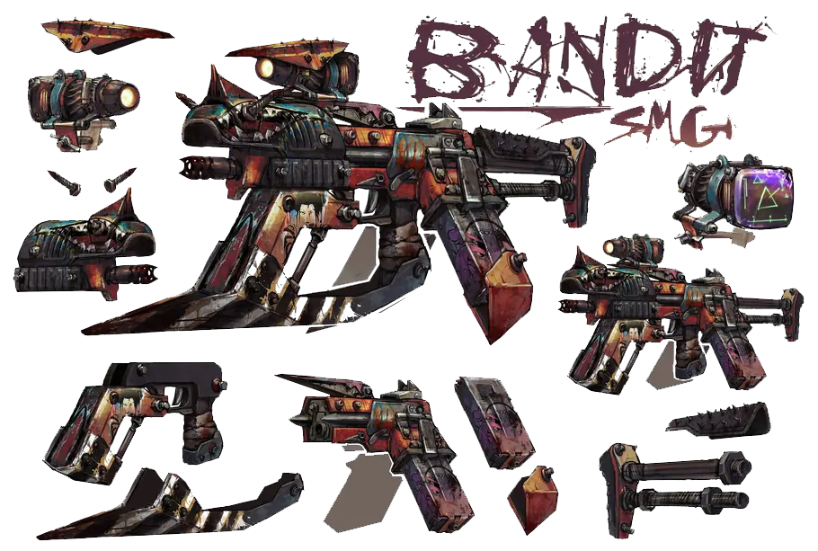 Sandbox Banditsmgv2breakdown Borderlands 2 Concept Art Borderlands 2 Bandit Weapons Png Borderlands 2 Logo Png