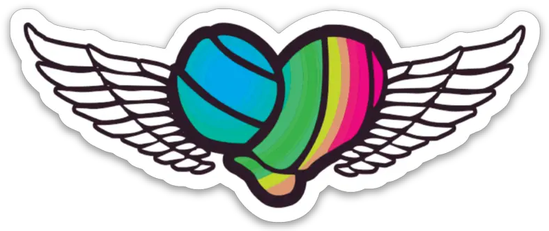 Volleyball Rainbow Heart With Wings Sticker Metro Polda Jaya Logo Png Rainbow Heart Png