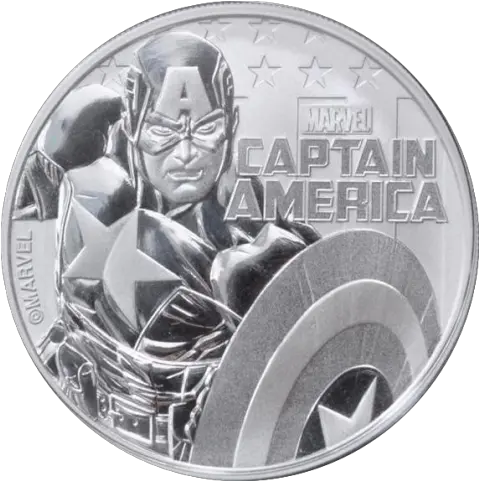 2019 1 Oz Tuvalu Marvel Series Captain America 9999 Silver Coin Bu Silver Coin Png Captain Marvel Logo Png