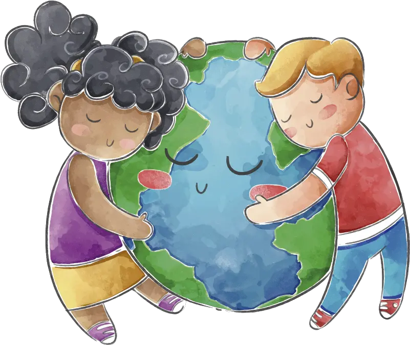Globe For Kids Illustration Wall Art Niños Abrazando El Mundo Png Globe Emoji Png