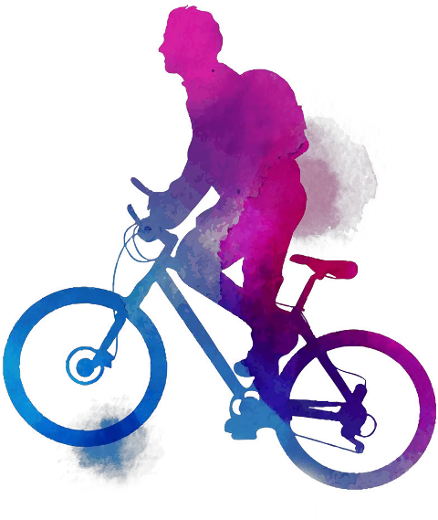 Download Hd Watercolor Bike Rider2 Man Riding Bicycle Png Bicycle Silhouette Png Bike Rider Png