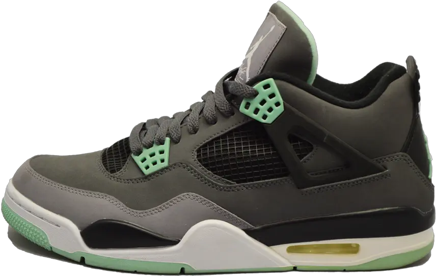 Air Jordan 4 Green Glow Sneakers Png Green Glow Png