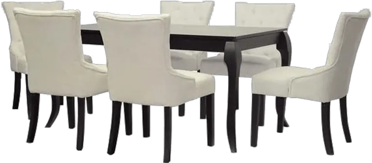 Rectangular 6 Seater Dining Set Having Button Tufted Chairs Kitchen Dining Room Table Png Dinner Table Png