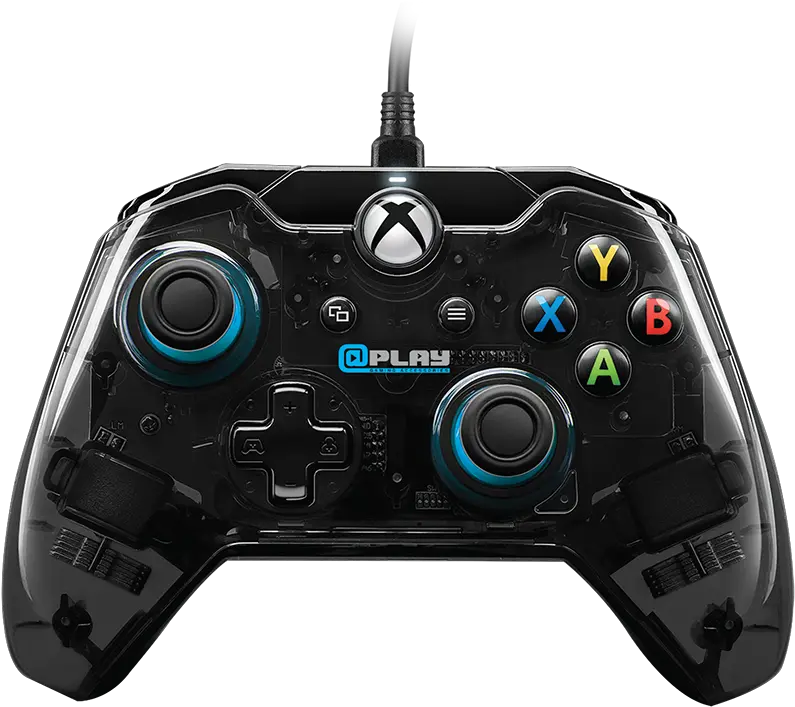 Xbox One Translucent Black Wired Controller Controller Wired Xbox One Png Controller Transparent Background