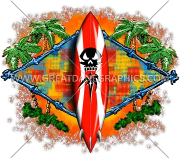Skull Surf Board Production Ready Artwork For T Shirt Printing Vertical Png Surfboard Transparent Background