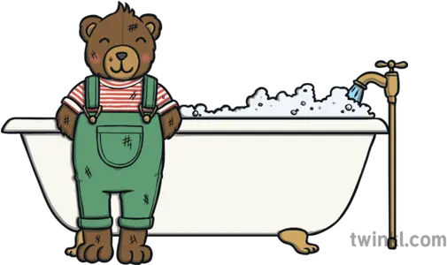 Bear And Bath Illustration Twinkl Cartoon Png Bath Png