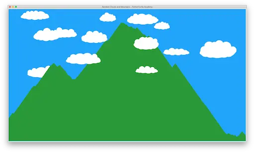 Blue Sky Mountain And Clouds With Python Turtle U2013 Learn Landscape For Python Turtle Png Mountain Drawing Png