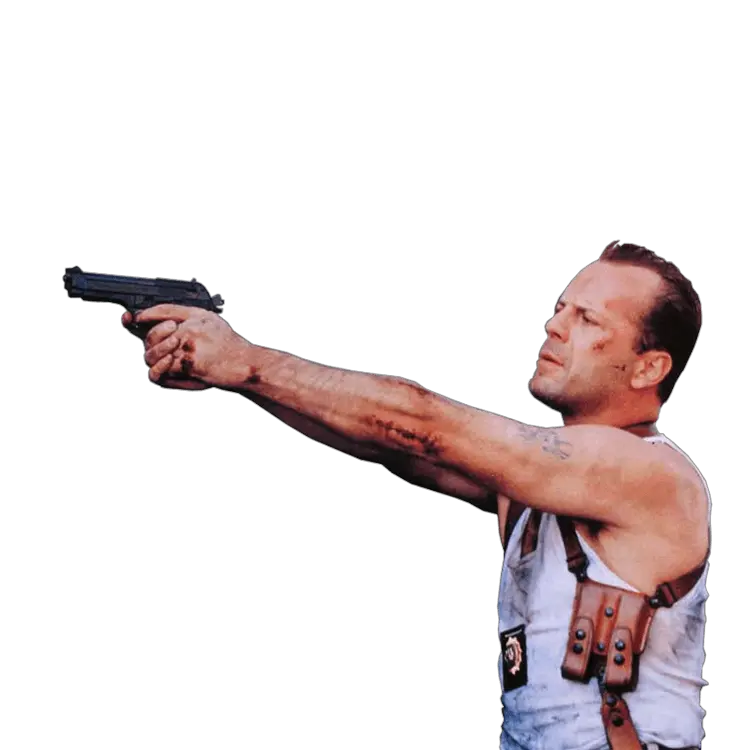 Download Bruce Willis Pointing Gun Thumbs Up Instead Of Guns Png Pointing Gun Png