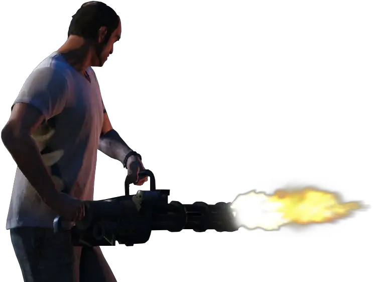 Jakzx1t Person Holding A Minigun Full Size Png Download Guy Holding Minigun Holding Gun Png