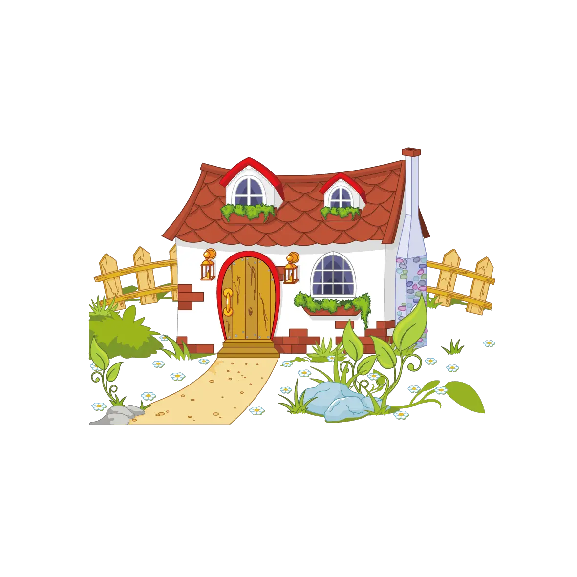 Content House And Cottage Fence Free Png Hq Clipart House With Garden Clipart House Cartoon Png