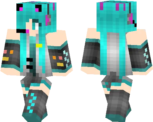 Hatsune Miku Minecraft Pe Skins Graphic Design Png Hatsune Miku Transparent