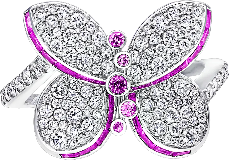 Pink Purple Sapphire Diamond Ring Butterfly Png Purple Diamond Png