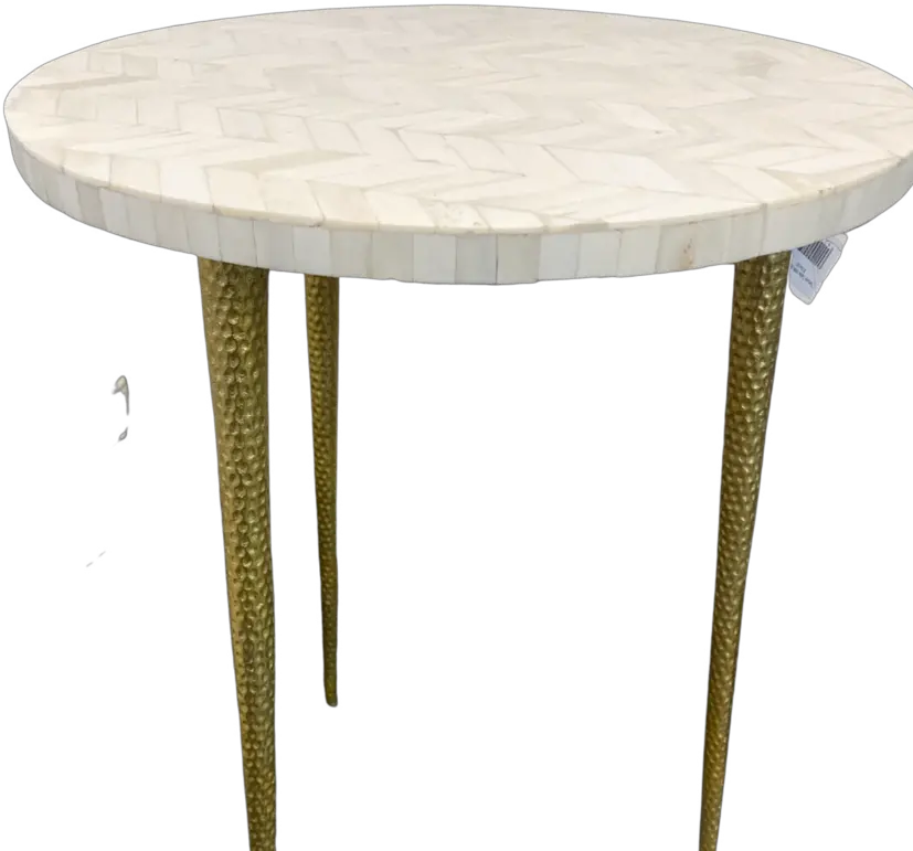 Bone Inlay Chevron Pattern Side Table With Antique Gold Legs Coffee Table Png Chevron Pattern Png