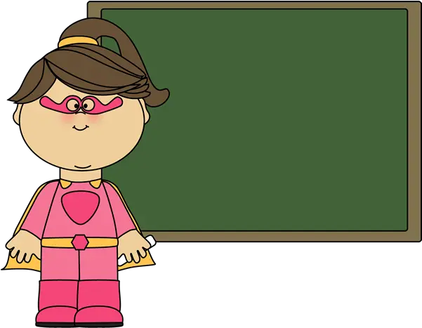 Download Superhero Girl Chalkboard Teacher Teacher Teaching Clipart Background Png Teacher Clipart Png