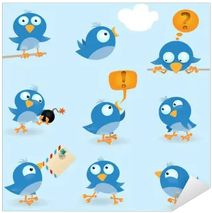 Sticker Vector Funny Blue Birds Icon Set Pixersus Birds Png Funny Icon Pictures Images Photos
