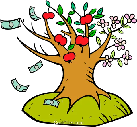 Flower Apple And Money Tree Royalty Free Vector Clip Art Apple Money Tree Png Money Tree Png