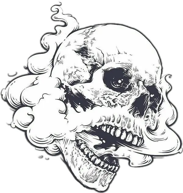 Dark Edgy Skull Art Smoke Weed High Open Mouth Skull Drawing Png Weed Smoke Png