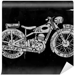 Hand Drawn Silhouette Of Vintage Motorcycle Filled With Text Grunge Illustration Wall Mural U2022 Pixers We Live To Change Chopper Png Motorcycle Silhouette Png