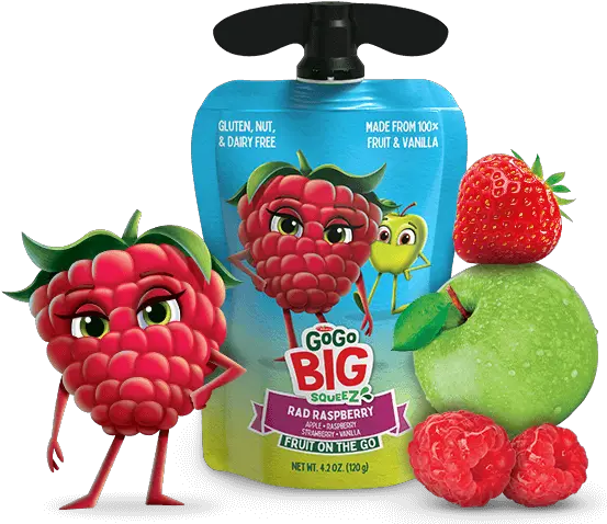 Gogo Big Squeez Rad Raspberry 100 Fruit In A Bigger Pouch Gogo Big Squeeze Png Raspberry Png