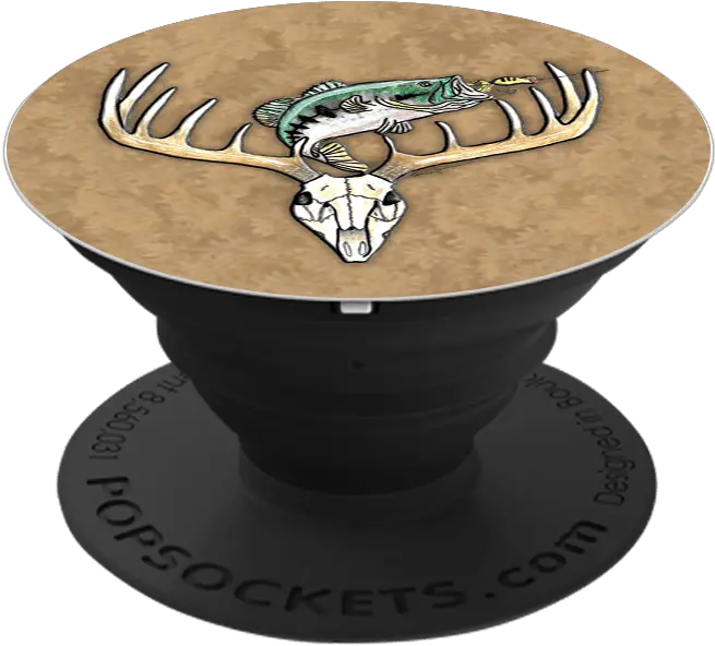 Download Jumping Bass Over Antlers Deer Skull Popsocket Illustration Png Deer Skull Png