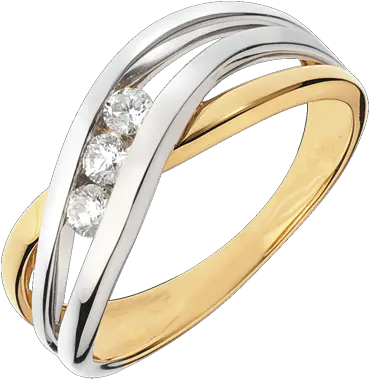 Trilogy Ring Precious Nest Nympheade Yellow And White Gold 3 Diamonds 18 Carats Engagement Rings White And Yellow Gold 18 Carats Diamond Anillos Oro Blanco Y Amarillo Png Diamon Png