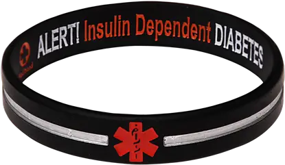 Diabetes Insulin Dependent Black Stripe Reversible Medical Bracelet Solid Png Black Stripe Png