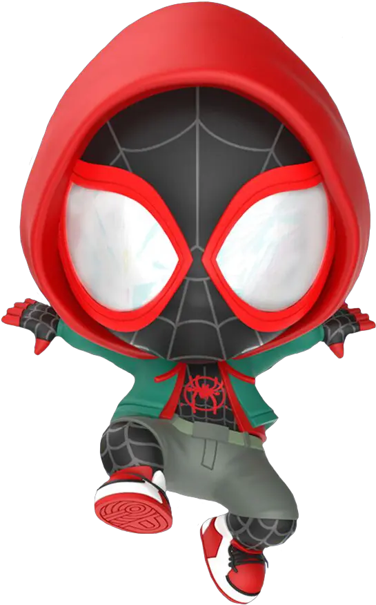 Spider Man Into The Spiderverse Miles Morales Hooded Cosbaby Hot Toys Bobblehead Figure Spiderman Into The Spider Verse Cute Png Miles Morales Spiderman Logo