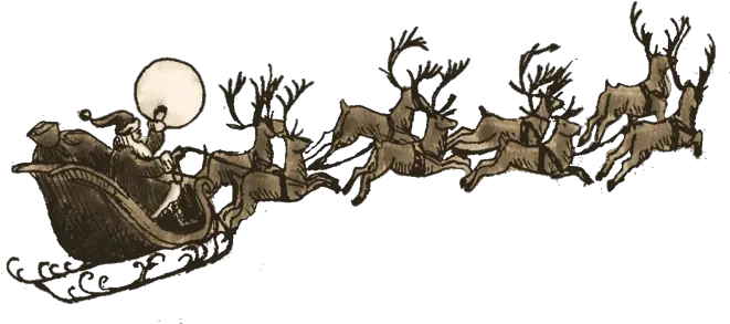 Download Hd Reindeer And Santa Claus Santa Sleigh And Santa Claus With Reindeers Png Sleigh Png