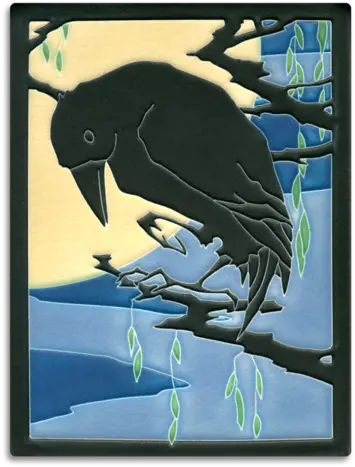 Raven Tile Crow Art Bird Motawi Tile Works Png Crow Transparent Background