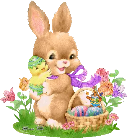 Download Bunny Hold Chick Cute Easter Bunny Png Full Happy Easter Cute Bunny Easter Bunny Png