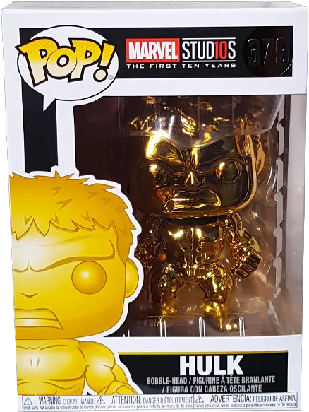 Marvel Studios 10th Anniversary Hulk Gold Chrome Pop Vinyl Figure Pop Vinyl Png Marvel Studios Png