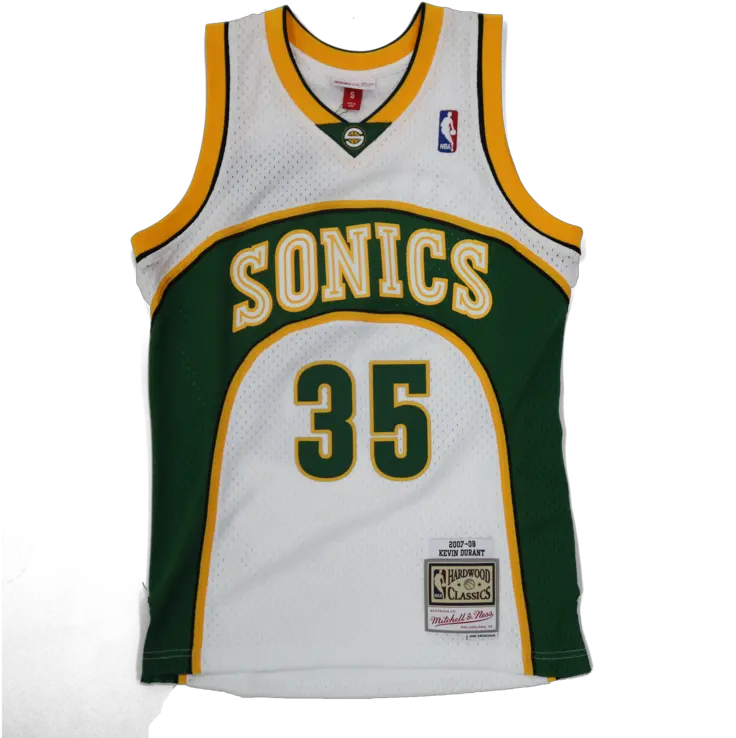 Mitchell U0026 Ness Kevin Durants Seattle Sonics Swingman Jersey 2007 2008 Whitegreen Kevin Durant Supersonic Jersey Png Seattle Supersonics Logo