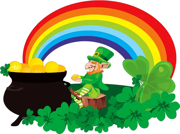 Rainbow Pot Of Gold Leprechaun Leaf Tree For St Patricks Day Leprehaun Rainbow Pot Of Gold Png Pot Of Gold Icon