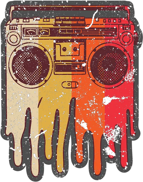 Retro Boom Box Melting Ghetto Blaster Rap Music T Shirt Girly Png Boom Box Icon