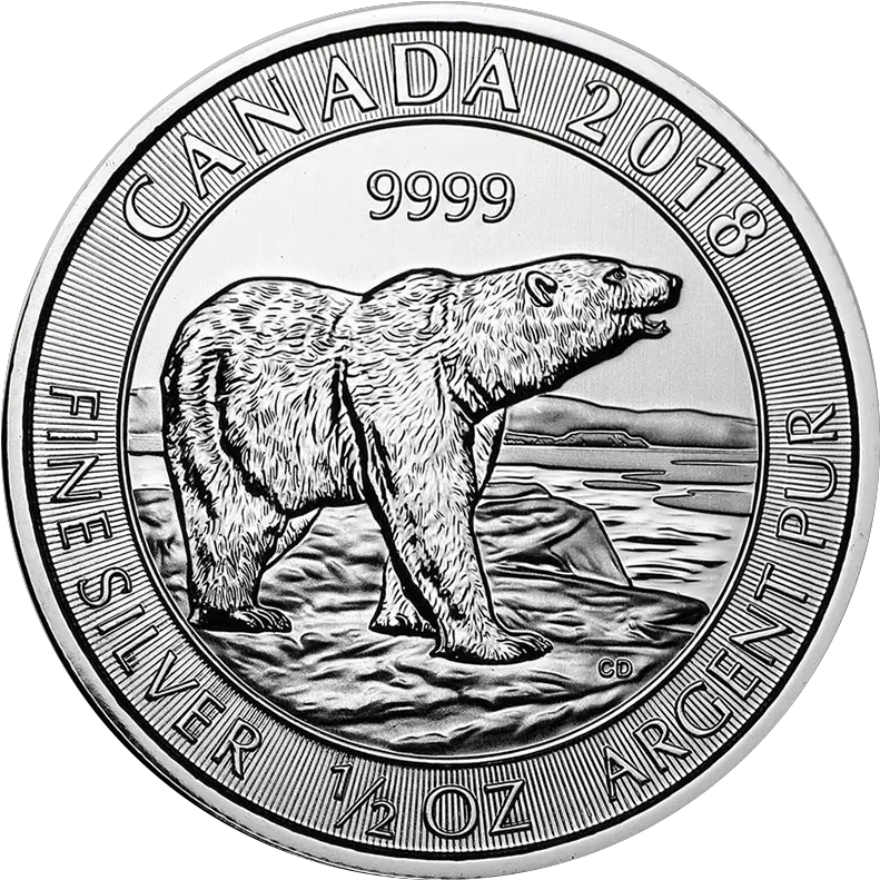 12 Oz Royal Canadian Mint Silver Polar Bear Coin Random 1 2 Oz 2019 Royal Canadian Mint Polar Bear Silver Coin Png Polar Bear Icon