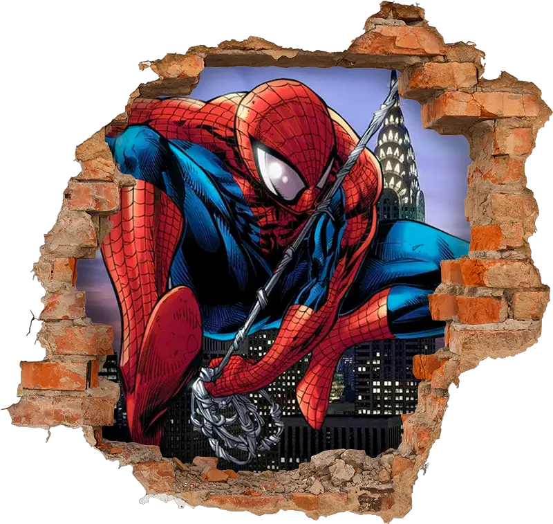 Spiderman Through The Wall Visual Effects Sticker Spiderman Pared Png Broken Brick Wall Png