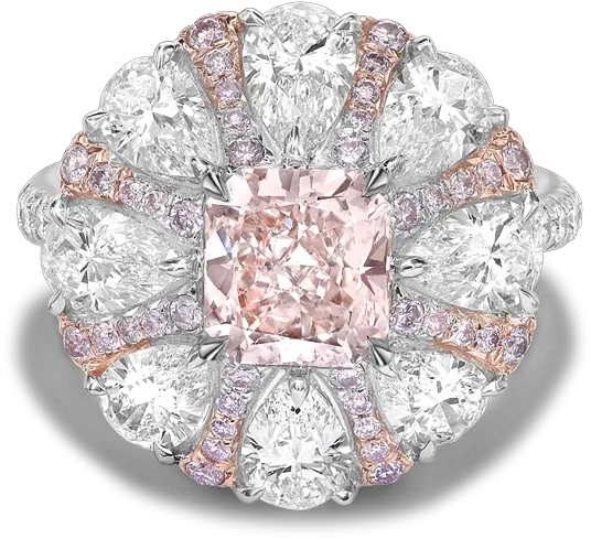 Masterpiece Radiant Cut Fancy Pink Diamond Ring 128ct In Circle Png Pink Diamond Png