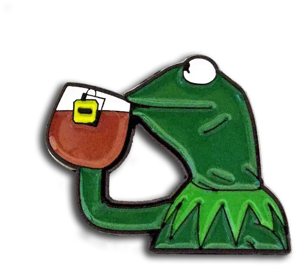 Image Of None My Business Kermit Sipping Tea Pin Full Kermit The Frog Pin Png Kermit Png