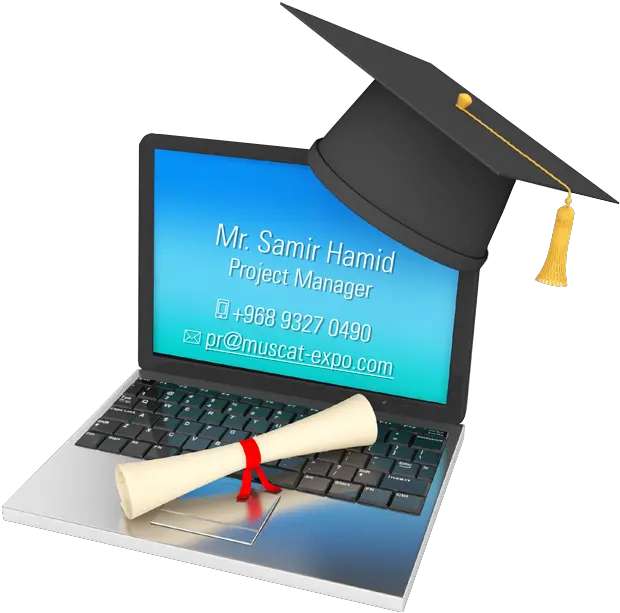 Download For Exhibiting Enquiries And Laptop With Laptop With Graduation Cap Png Graduation Hat Png