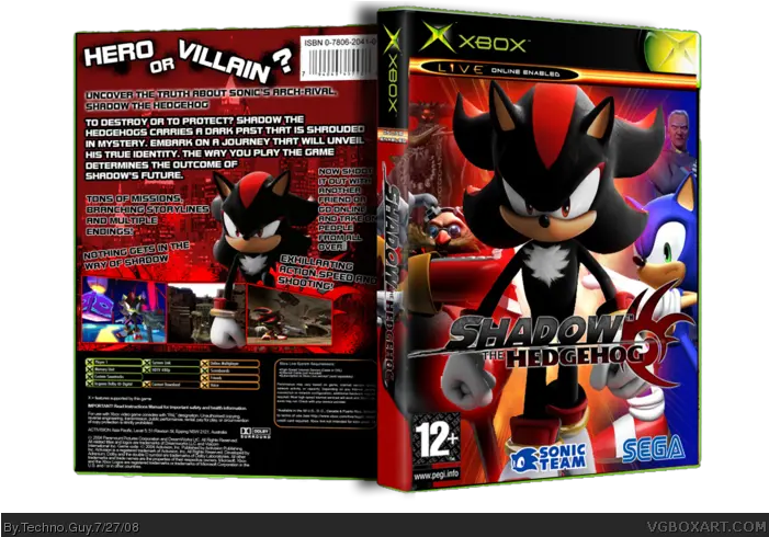 Shadow The Hedgehog Xbox Box Art Cover By Techno Guy Shadow The Hedgehog Png Shadow The Hedgehog Png