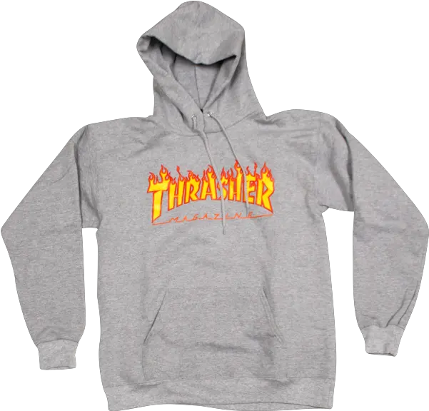 Flame Logo Pullover Sweatshirt Grey Thrasher Flame Hoodie Png Thrasher Png