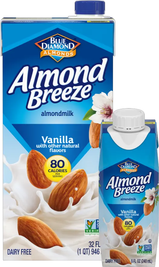 Shelf Stable Vanilla Almondmilk Almond Breeze Unsweetened Original Png Almond Png