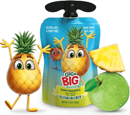 Gogo Big Squeez Peppy Pineapple 100 Fruit In A Bigger Gogo Squeez Big Png Pineapple Png