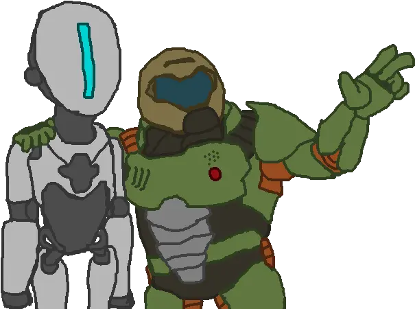 Doom Slayer And Samus Transparent Png Doom Slayer X Samuel Hayden Samus Png