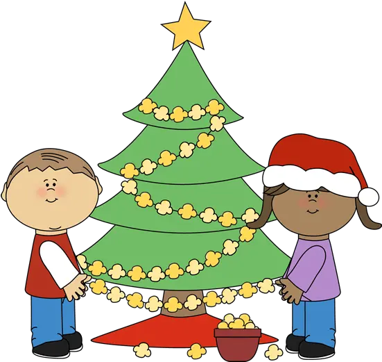 Download Hd Christmas Clip Art Decorate A Christmas Tree Children Cartoon Christmas Free Png Christmas Tree Clipart Transparent png