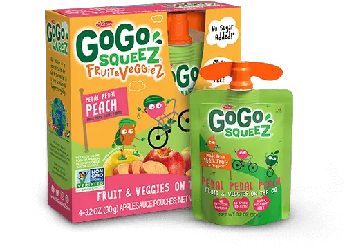 Gogo Squeez Pedal Peach Fruit U0026 Veggiez Snack Pouches Gogo Squeez Apple Strawberry Png Peach Transparent