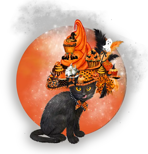 Cat Embroidery Painting Mosaic Art Cat In The Hat Hat Cat In Halloween Cupcake Hat Png Cat In The Hat Transparent png