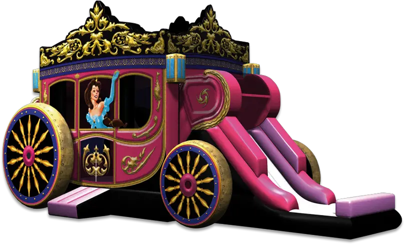 Princess Carriage Combo Princess Carriage Bounce House Png Cinderella Carriage Png