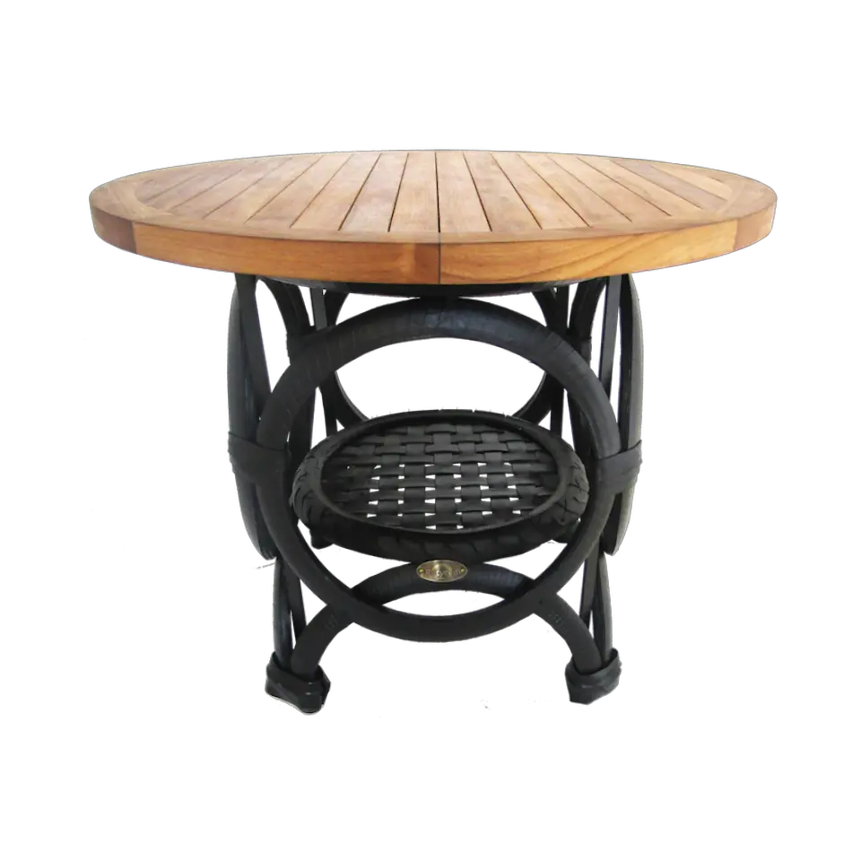 Download 01 Teak Tyre Cafe Table Round Solid Png Cafe Table Png